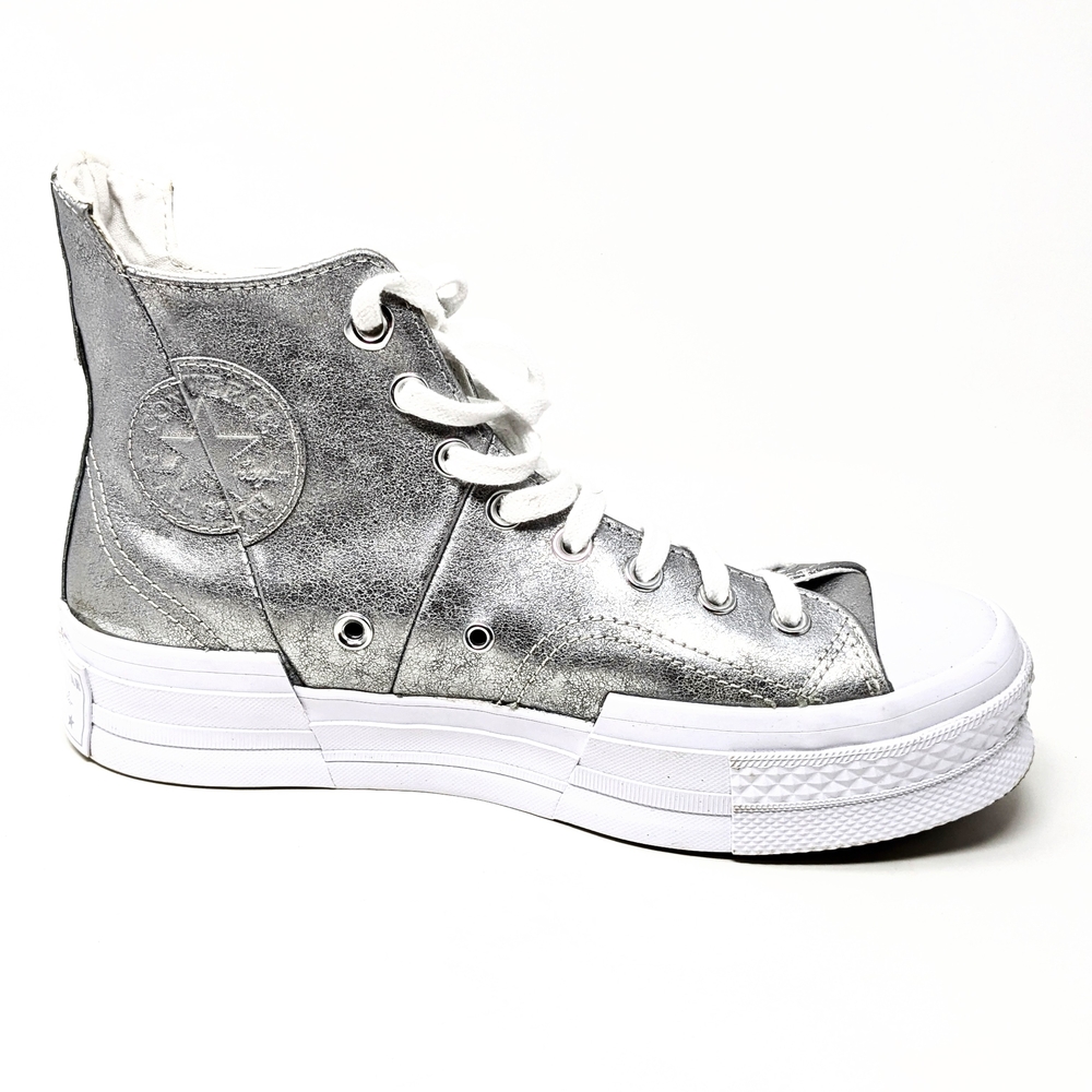 Converse Chuck 70 Plus High Top Silver White Sneakers with Box